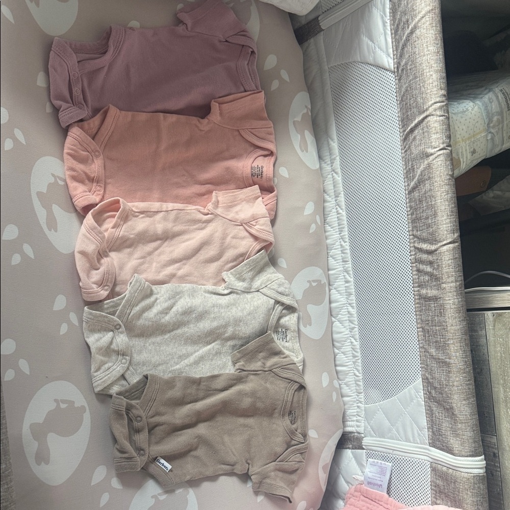 Gerber Kids Bodysuits in Pink, Peach, and Tan